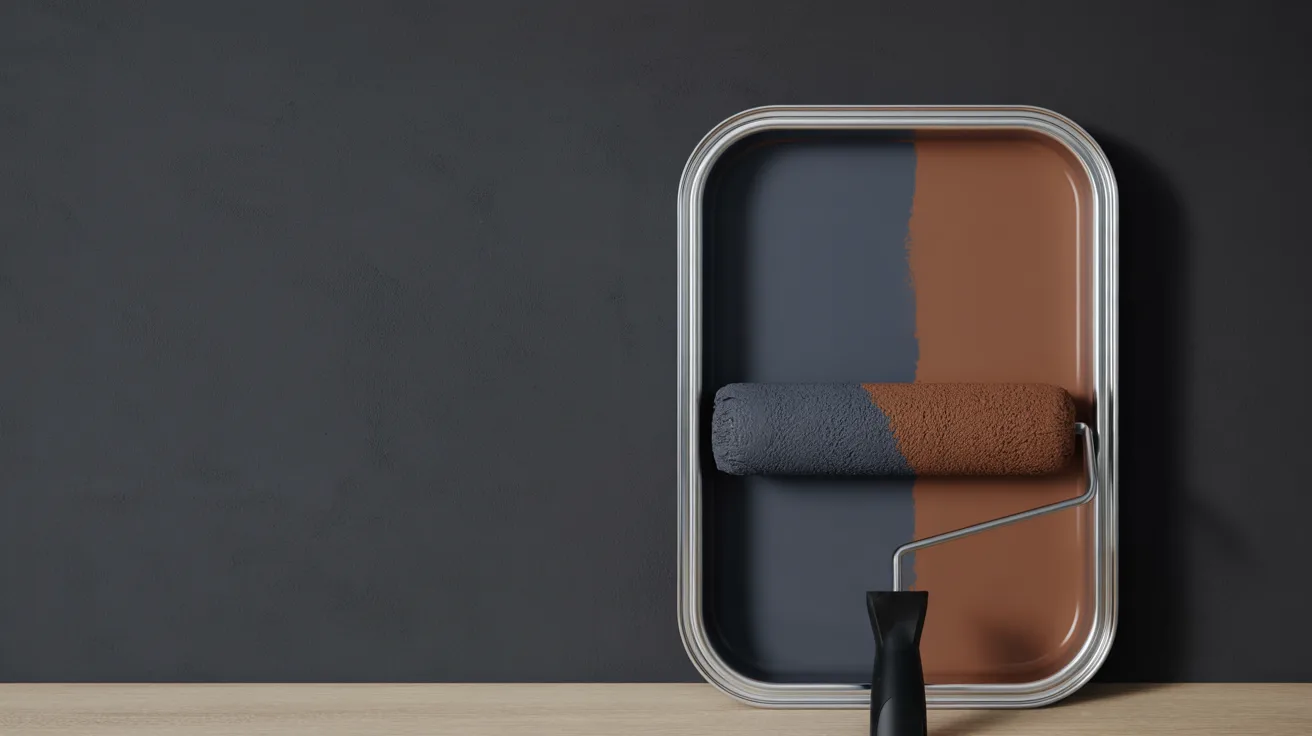 wall paint mix of ultramarine blue and burnt sienna creating warm rich black applied smoothly on interior wall surface.