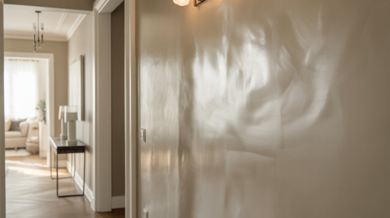 Satin wall paint finished in a hallway.