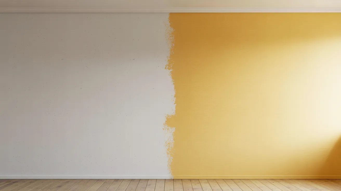 Flat paint and satin paint finishes compared side by side on wall sections