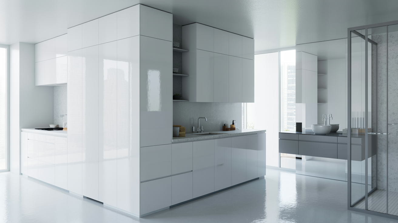 Kitchen and bathroom walls painted for moisture resistance.