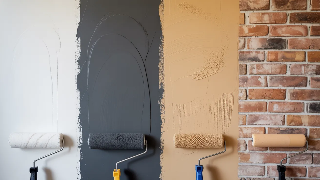 Paint roller comparison showing different roller types matched with smooth and rough wall surfaces.