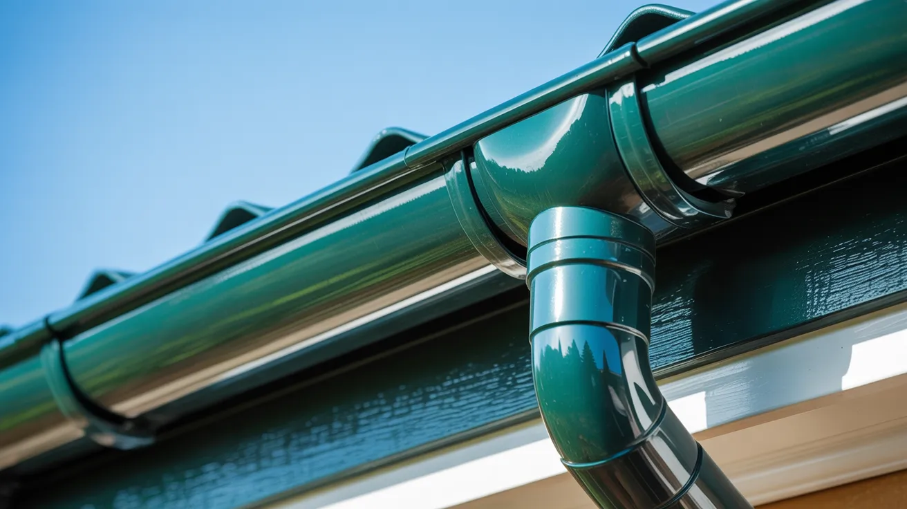 gutter with second paint coat applied showing solid color smooth finish and improved durability for long lasting exterior protection and appearance.