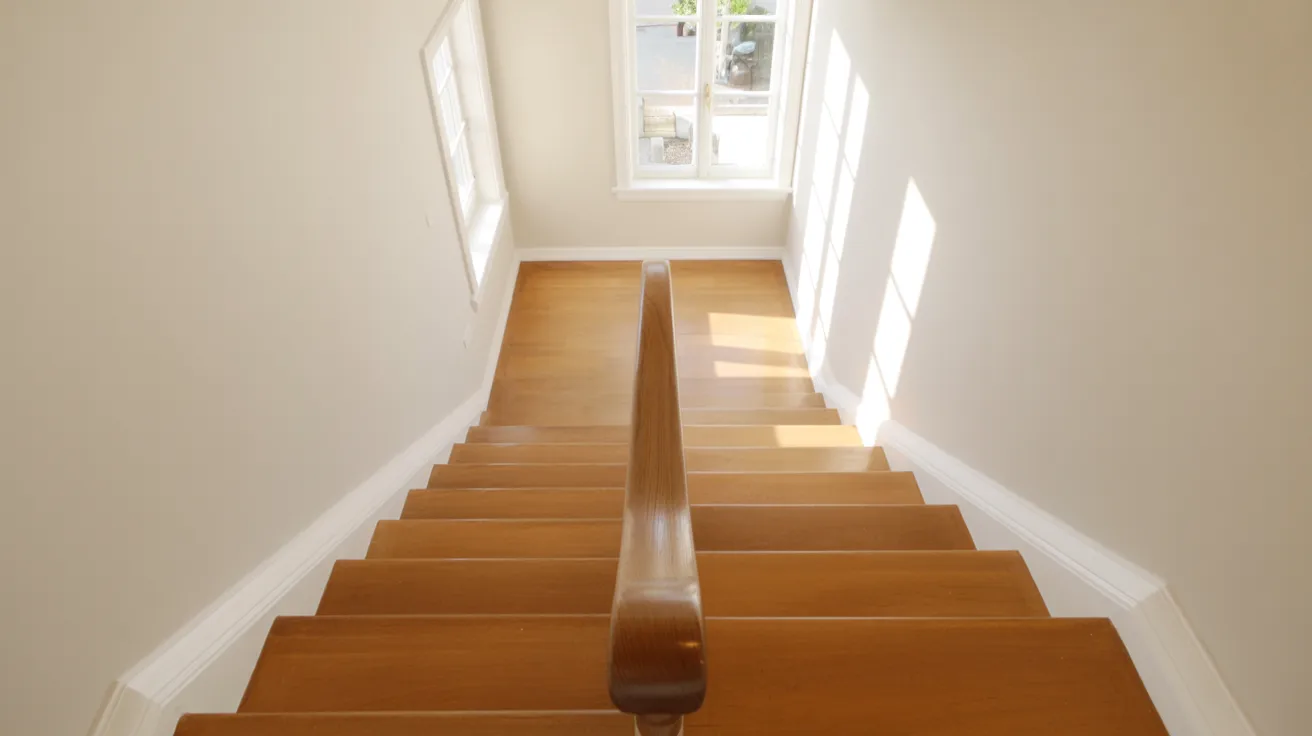 staircase showing railing color coordination with walls and stairs demonstrating balance of neutrals contrast and undertones in modern interior design.