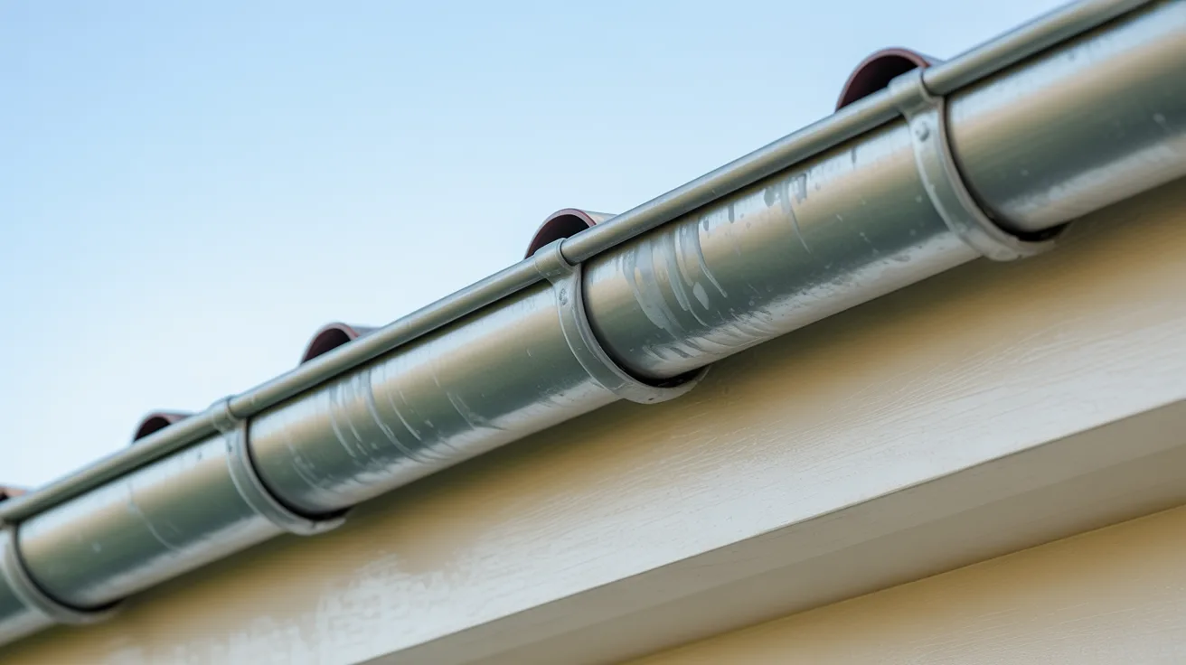 gutter surface covered with even primer coat creating strong base for paint adhesion and long lasting finish on exterior gutters.
