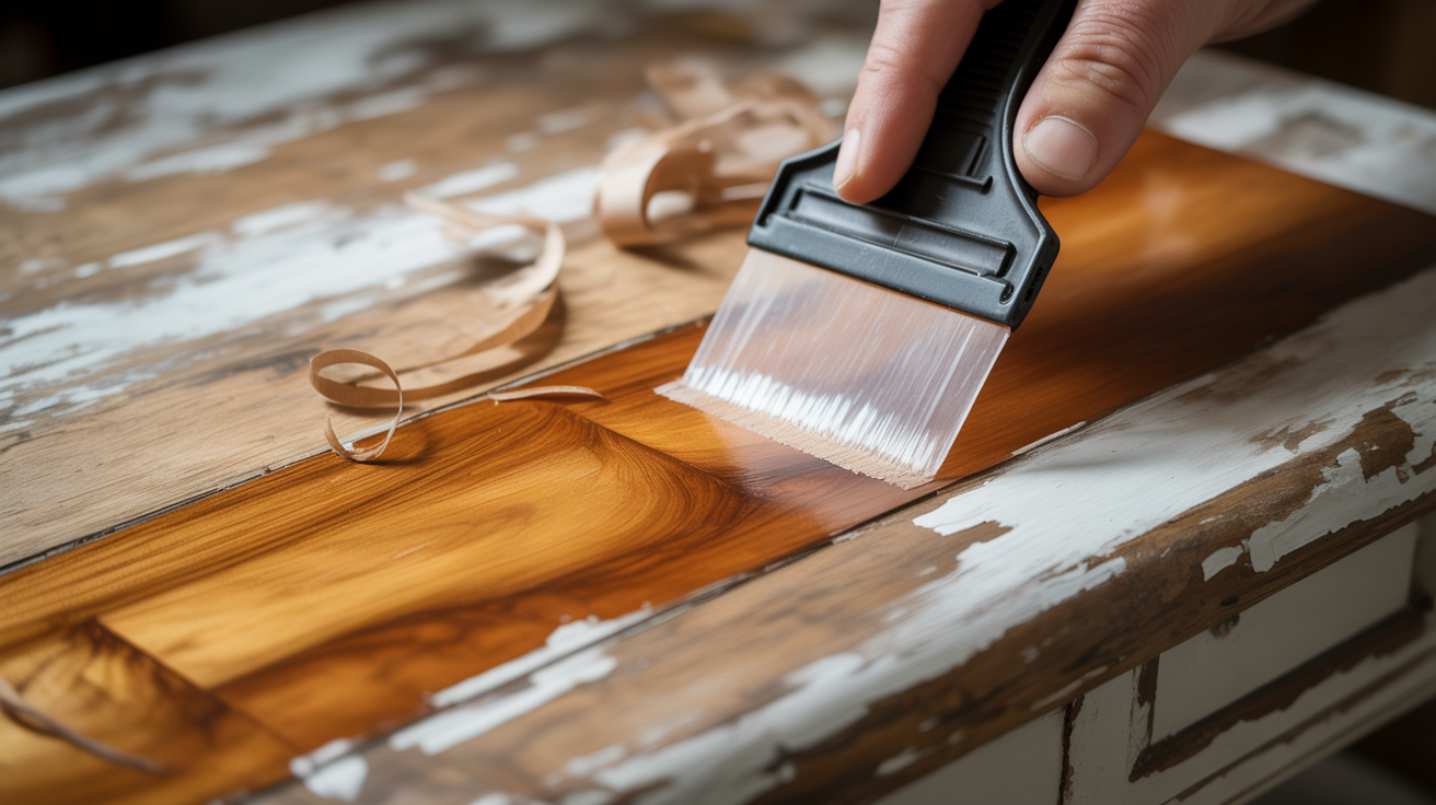 Carefully removing chalk paint from veneered furniture