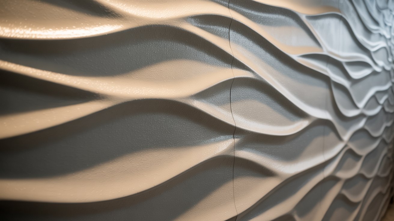 Wrinkle texture paint finish with rippled surface effect.