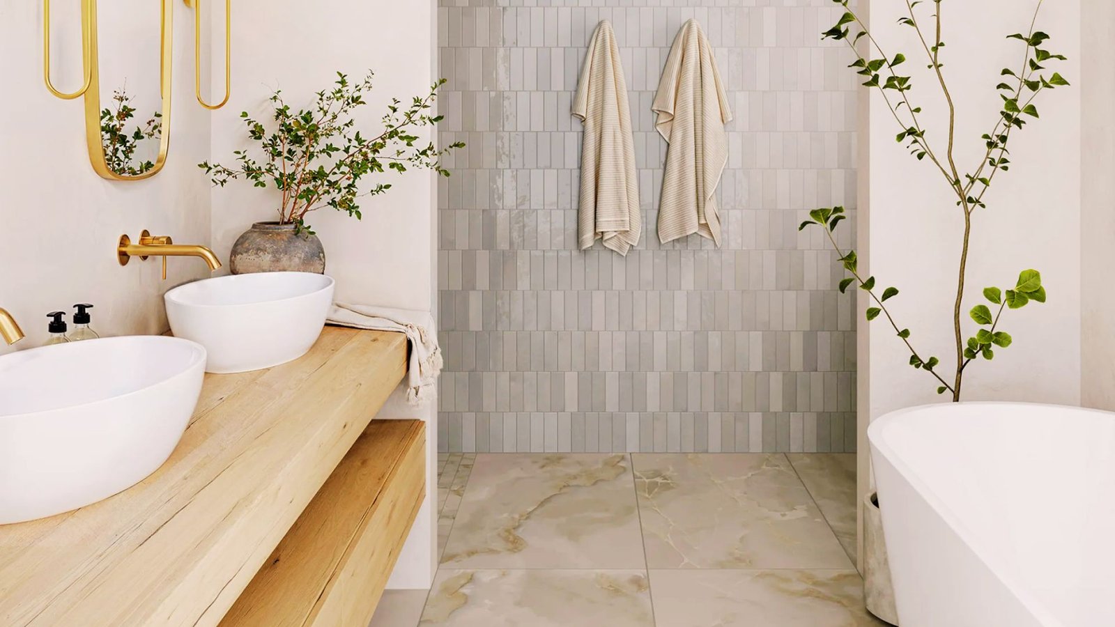 Small bathroom featuring light gray and greige paint.