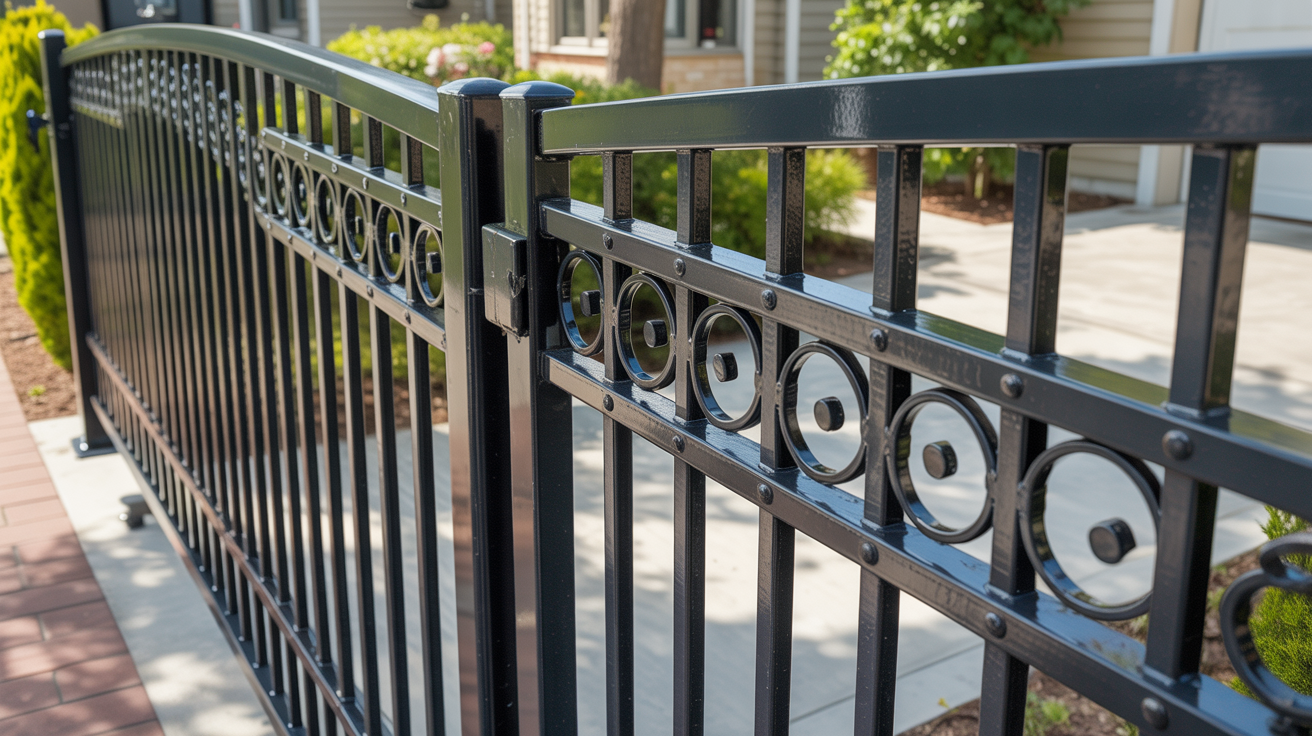 Metal railings painted with enamel paint for durability.