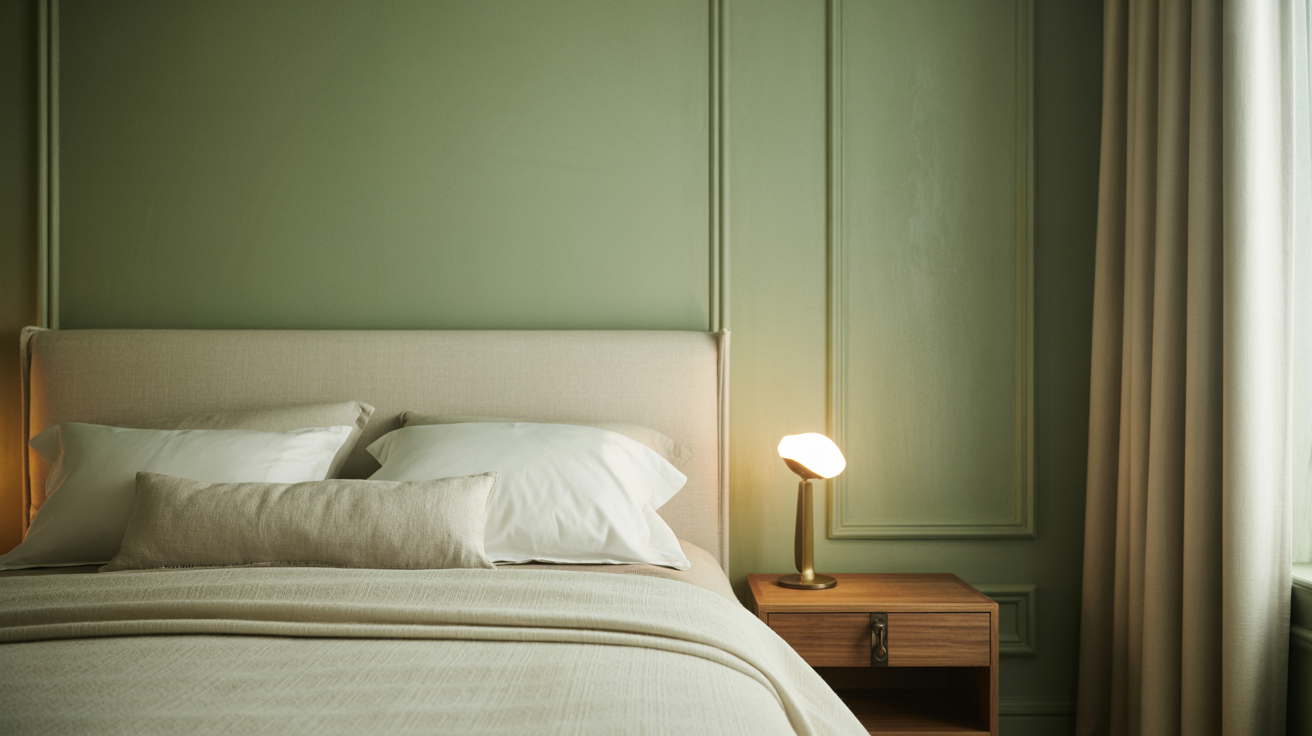 Bedroom featuring flat painted walls with a smooth matte appearance