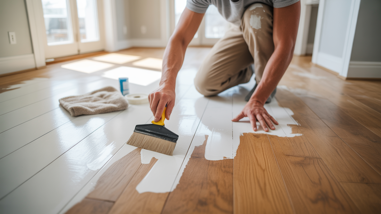 Removing chalk paint safely from a hardwood floor.