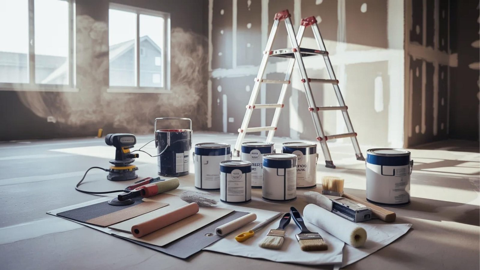 Home interior painting factors shown through tools surface prep and labor conditions.