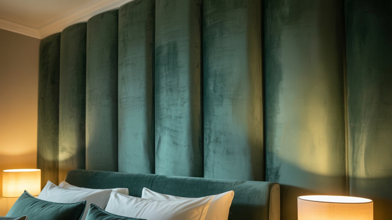 Velvet texture paint finish in a cozy bedroom.