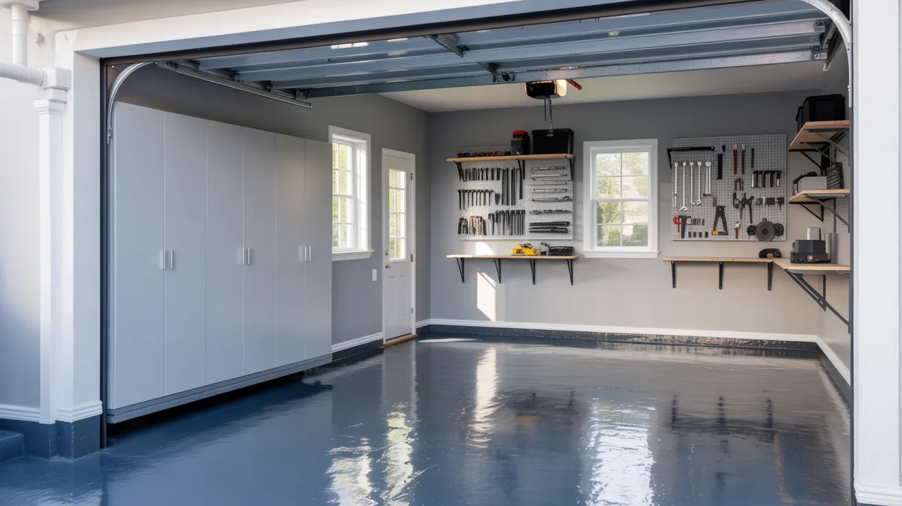 garage with light grey walls creating a modern neutral look that hides dust while maintaining a clean and balanced appearance.