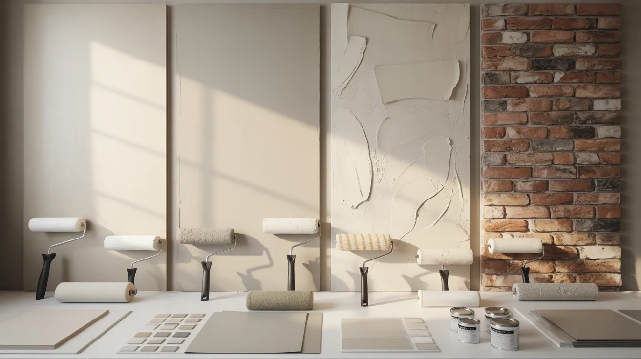 Paint rollers matched with different wall surfaces showing how to choose the right roller for each project.